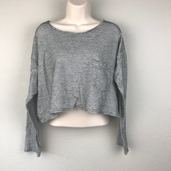 American Apparel Tops - American Apparel Cotton Striped Cropped Boxy Shirt